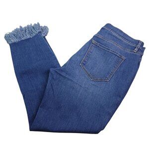 Loft Outlet Womens Modern Crop Skinny Jeans 8 Frayed Hem Mid Rise Medium Wash